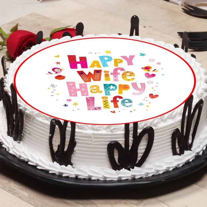 Happy Wife Happy Life - Best Anniversary Cake